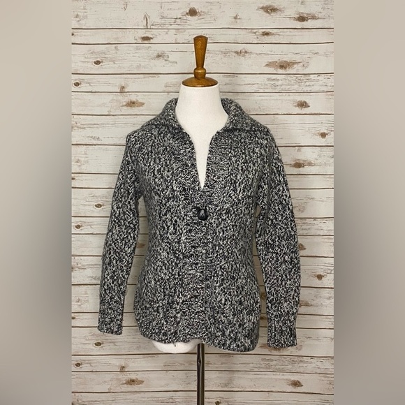 Ann Taylor LOFT wool-blend marled knit cardigan sweater - Picture 1 of 6